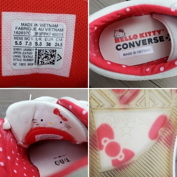 Converse X Hello Kitty Sanrio One Star Suede Leather Kawaii Cute Low Top Sneaker - Picture 8 of 9